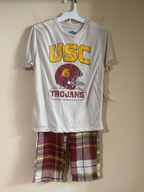 USC Football Boys Youth Medium 8 Short Sleeve T-Shirt & Pants Pajama Set S-8…112